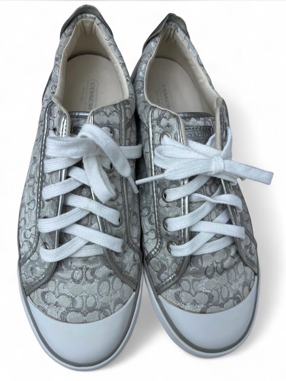 Coach Silver BARRETT 10 B Monogram Low-Top Sneakers